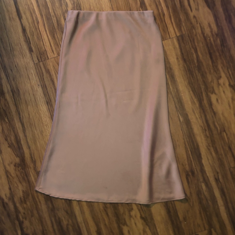 Rachel Zoe tan silk midi skirt